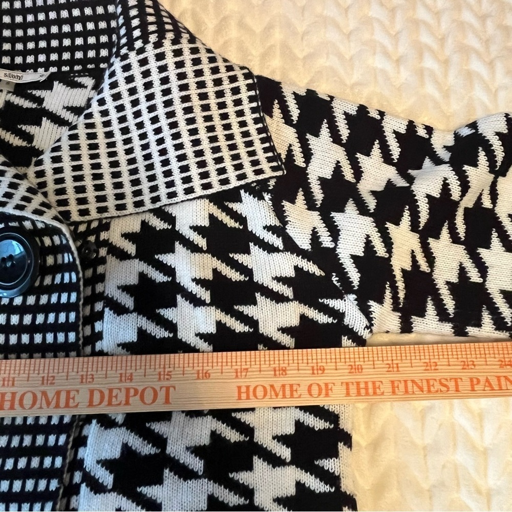 Sioni women Black and White Houndstooth Cardigan sweater blazer size Small - Picture 10 of 12